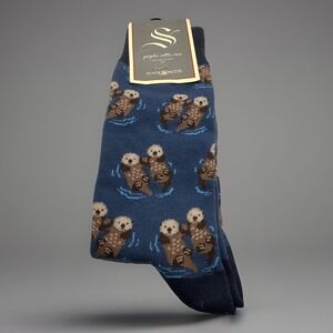 Socksmith Men's Cotton Crew Socks Significant Otter Marine Life Blue NEW